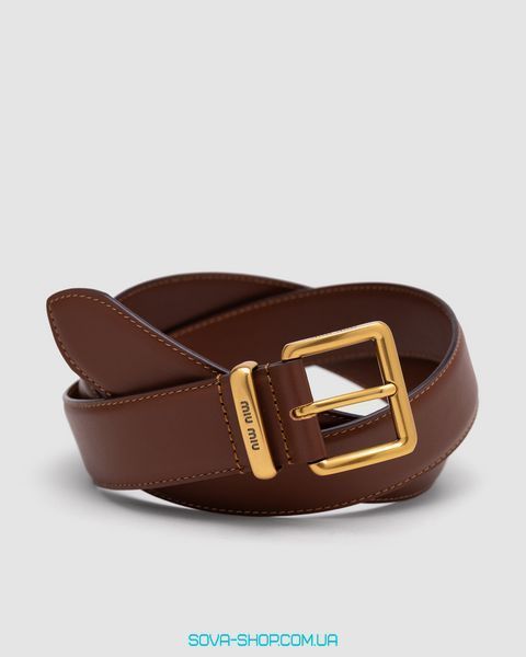 Ремень Miu Miu Leather Belt Brown Premium фото