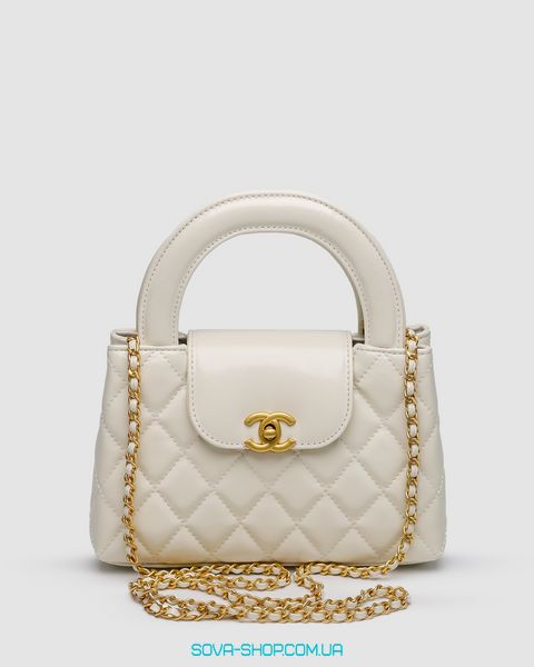 Женская сумка Chanel Kelly Bag Shiny Aged Calfskin Cream & Gold Hardware Premium фото