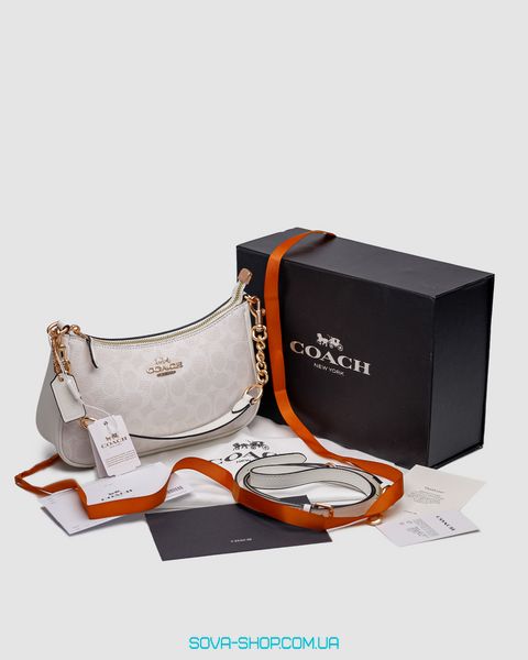 Жіноча сумка Coach Teri White Shoulder Bag In Signature Canvas Premium фото