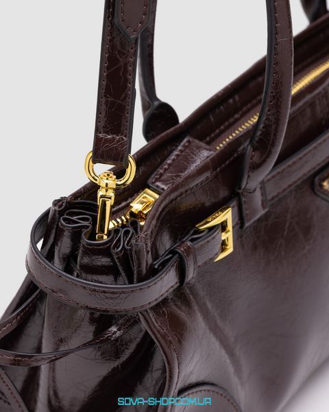 Жіноча сумка Prada Medium Leather Handbag Dark Brown Premium фото