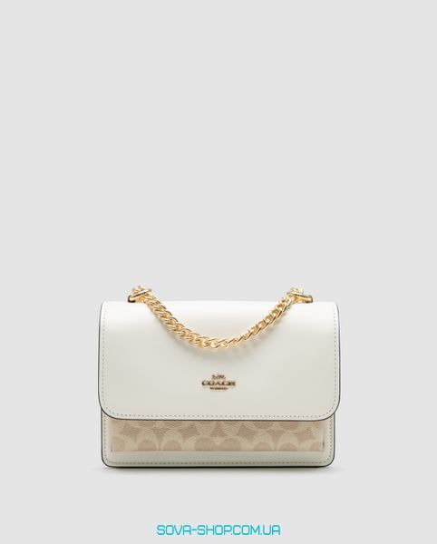 Женская сумка Coach Mini Klare Crossbody in Signature Canvas Cream/Brown Premium фото