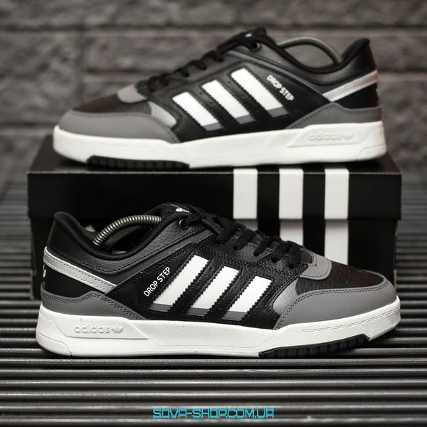 Мужские кроссовки Adidas Drop Step Black White Grey фото