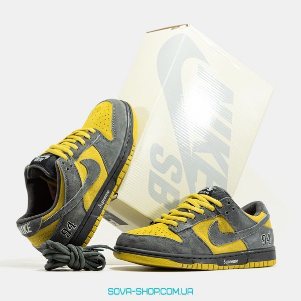 Чоловічі кросівки Supreme x Nike SB Dunk Low Grey Yellow фото