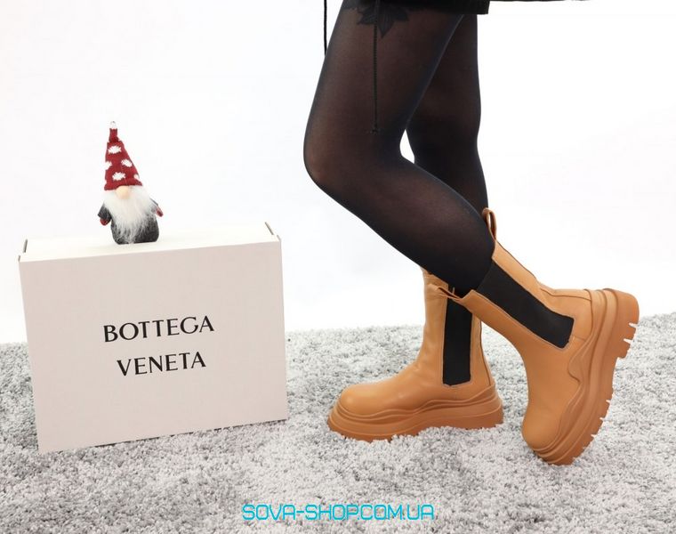 Зимние женские ботинки с мехом Bottega Veneta Brown 13028 фото