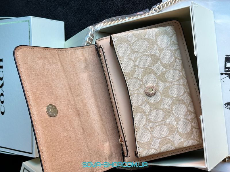 Жіноча сумка Coach Mini Klare Crossbody in Signature Canvas in Light Khaki/Snake Premium фото