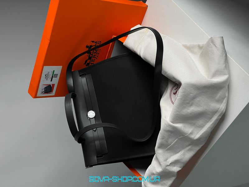 Жіноча сумка Hermes Herbag Zip 31 Bag Black/Silver Premium фото