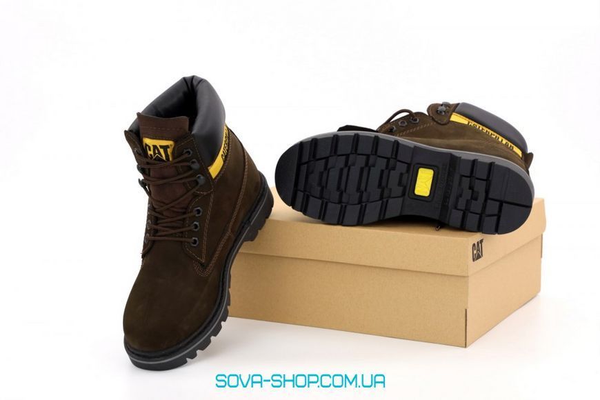 Мужские зимние ботинки CATERPILLAR CLASSIC PREMIUM NUBUCK BROWN (С МЕХОМ) фото