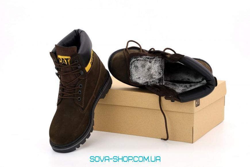 Мужские зимние ботинки CATERPILLAR CLASSIC PREMIUM NUBUCK BROWN (С МЕХОМ) фото