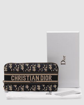 Кошелёк Christian Dior Wallet Blue Oblique Jacquard Blue Premium фото