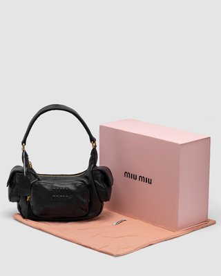 Жіноча сумка Miu Miu Nappa Leather Pocket Bag Black Premium фото