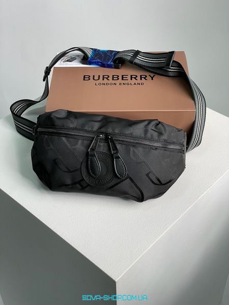 Мужская бананка Burberry Black Quilted Fabric Medium Sonny Belt Bag Premium фото