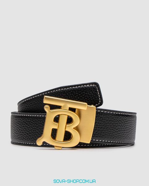 Ремінь Burberry Leather TB Belt Black/Tan/Gold Premium фото