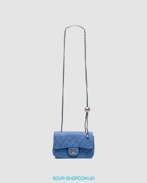 Жіноча сумка Chanel Classic 1.55 Small Single Flap Denim/Silver Premium фото
