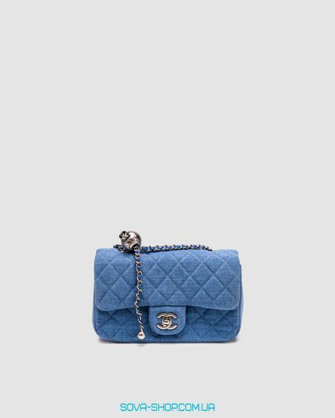 Жіноча сумка Chanel Classic 1.55 Small Single Flap Denim/Silver Premium фото