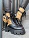 Женские ботинки (натуральная кожа) Prada Boots Zip Pocket Black/Nude PREMIUM re-9794 фото 2