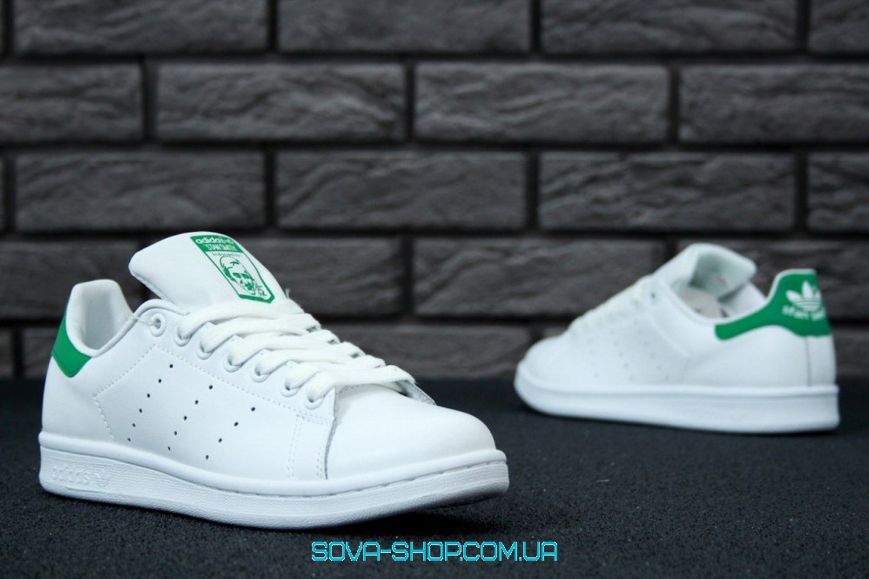 Мужские и женские кроссовки Adidas Stan Smith White Green фото