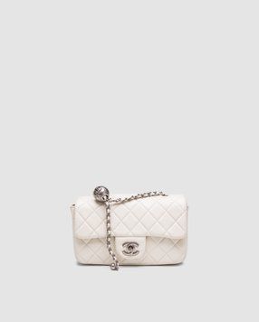Жіноча сумка Chanel Classic 1.55 Small Single Flap in White/Silver Premium фото