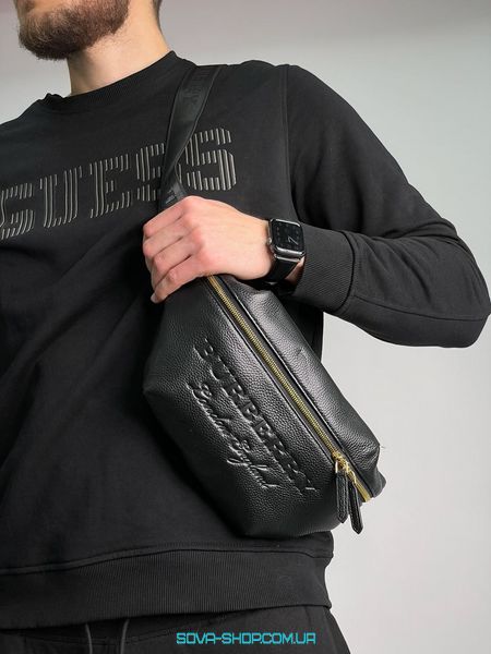 Мужская бананка Burberry Bum Bag Embossing Leather Premium фото