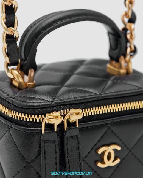 Жіноча сумка Chanel Classic Black Lambskin Pearl Crush Mini Vanity Case Premium фото