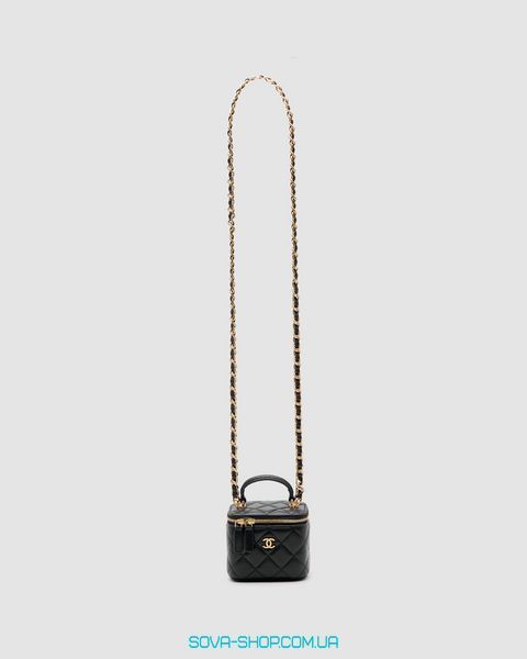 Жіноча сумка Chanel Classic Black Lambskin Pearl Crush Mini Vanity Case Premium фото