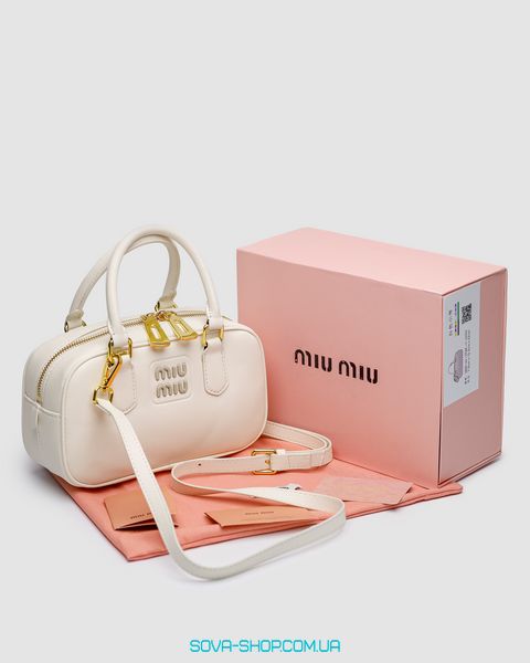 Жіноча сумка Miu Miu Arcadie Leather Bag Cream Premium фото