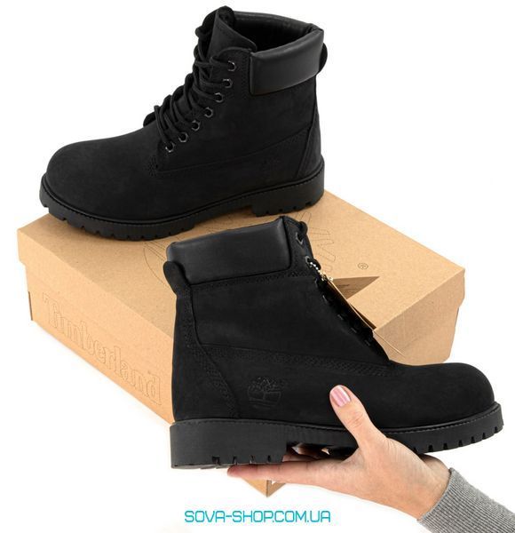 Зимові чоловічі ботинки (Вовняне хутро) Timberland CLASSIC PREMIUM NUBUCK WATERPROOF Black фото