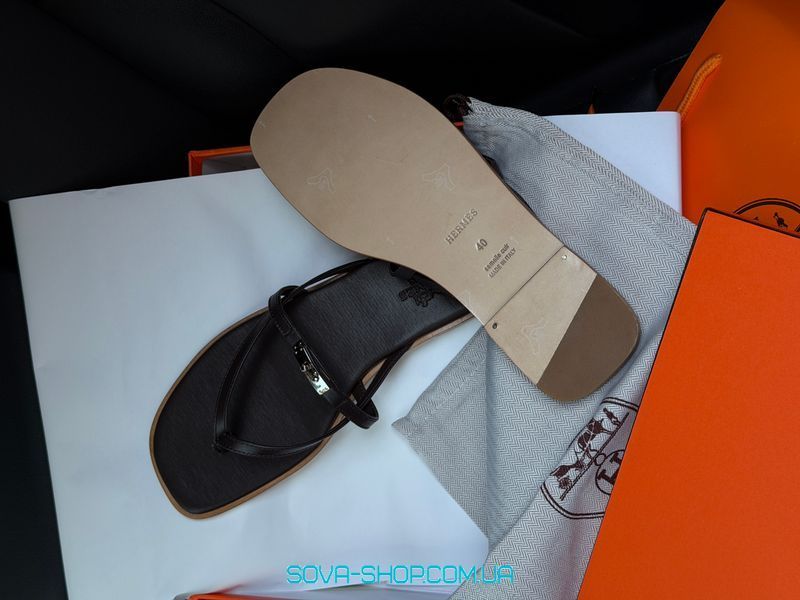 Жіночі шльопанці Hermes Miss Sandal Chocolate Premium фото