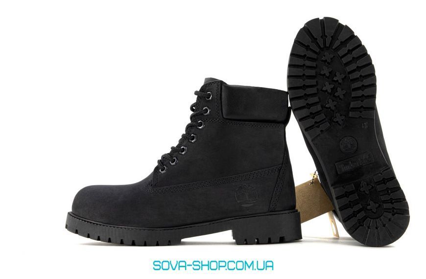 Зимові чоловічі ботинки (Вовняне хутро) Timberland CLASSIC PREMIUM NUBUCK WATERPROOF Black фото