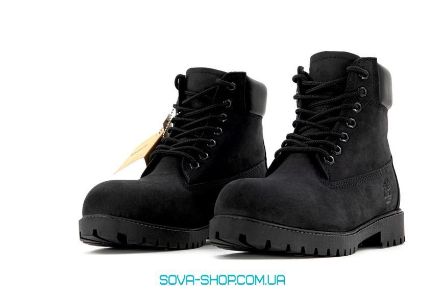 Зимові чоловічі ботинки (Вовняне хутро) Timberland CLASSIC PREMIUM NUBUCK WATERPROOF Black фото