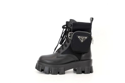 Зимние женские ботинки (натуральная кожа) С МЕХОМ! PRADA Milano Monolith Black Premium фото