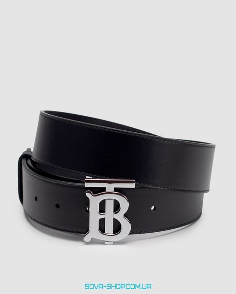 Ремінь Burberry Leather TB Belt Black/Tan/Silver Premium фото