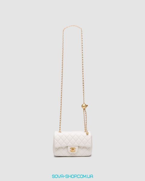 Жіноча сумка Chanel Classic 1.55 Small Single Flap in White/Gold Premium фото