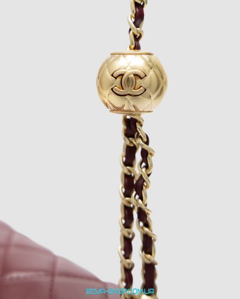 Жіноча сумка Chanel Mini Classic Single Flap in Burgundy/Gold Premium фото