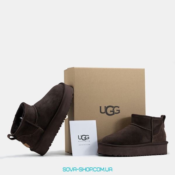 Жіночі зимові ботинки UGG Ultra Mini Platform Brown Premium фото