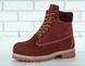 Зимові жіночі ботинки (Натуральне хутро) Timberland CLASSIC PREMIUM NUBUCK WATERPROOF VINE/BORDO re-3769 фото 2