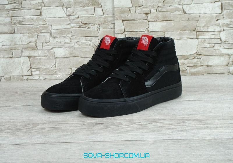 Женские кеды Old Skool High Top All Black Women V a n s фото