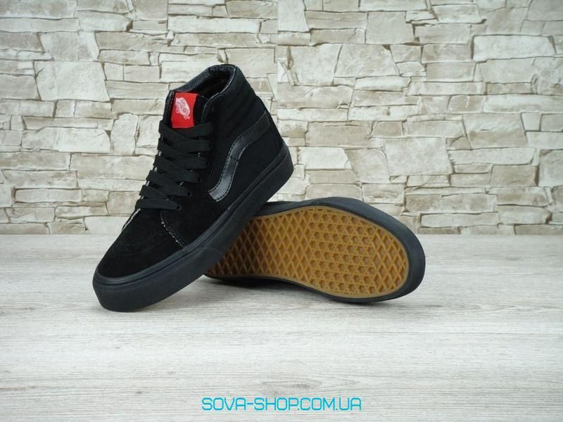 Женские кеды Old Skool High Top All Black Women V a n s фото