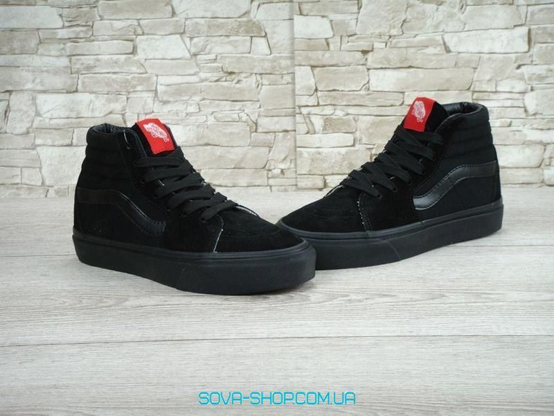 Женские кеды Old Skool High Top All Black Women V a n s фото