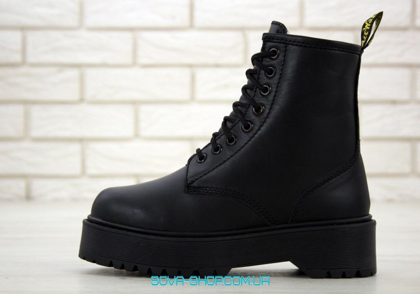 Зимові жіночі ботинки (З ХУТРОМ) Dr. Martens Jadon Triple Black фото