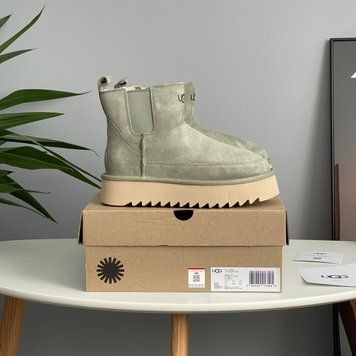 Жіночі зимові ботинки UGG Chelsea Platform Tractor Green PREMIUM фото