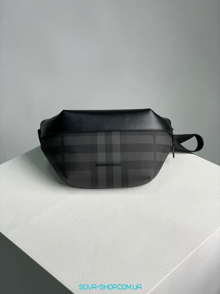 Мужская бананка Burberry Cason Belt Bag Charcoal Premium фото