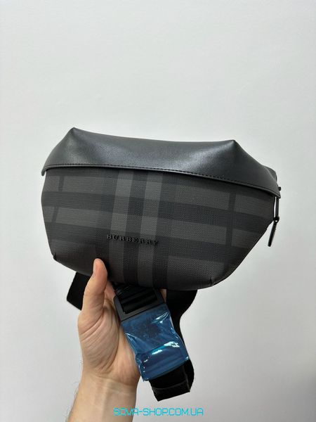 Мужская бананка Burberry Cason Belt Bag Charcoal Premium фото