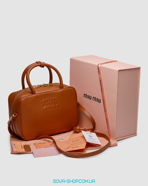 Жіноча сумка Miu Miu Leather Top-Handle Bag Brown Premium фото
