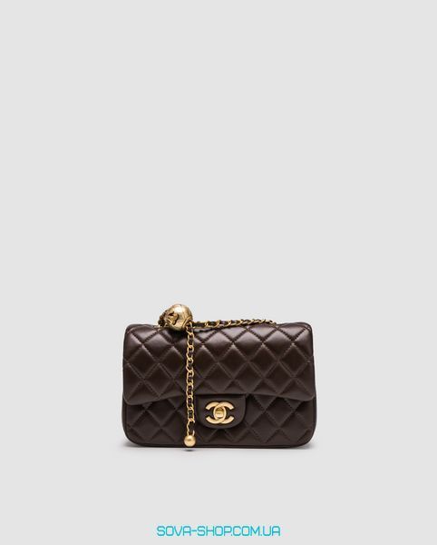 Женская сумка Chanel Classic 1.55 Small Single Flap in Brown/Gold Premium фото