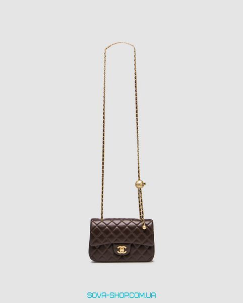 Женская сумка Chanel Classic 1.55 Small Single Flap in Brown/Gold Premium фото