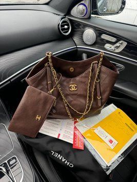 Жіноча сумка Chanel Maxi Shopping Bag Dark Brown Premium фото