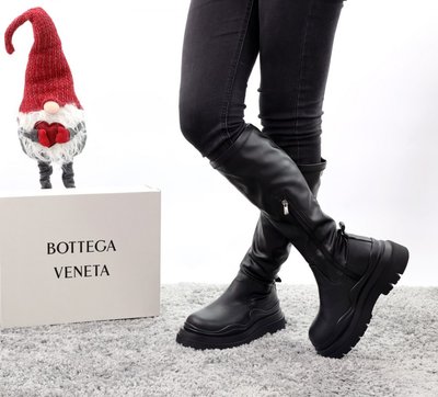 Зимние женские ботинки с мехом Bottega Veneta High Black 13050 фото