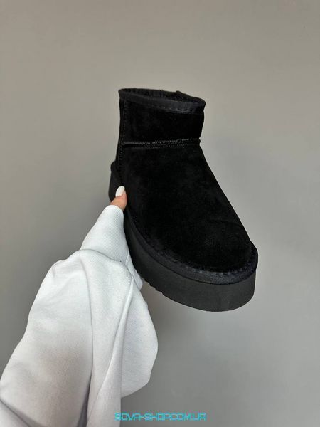 Женские зимние ботинки UGG ULTRA MINI PLATFORM BLACK SUEDE фото