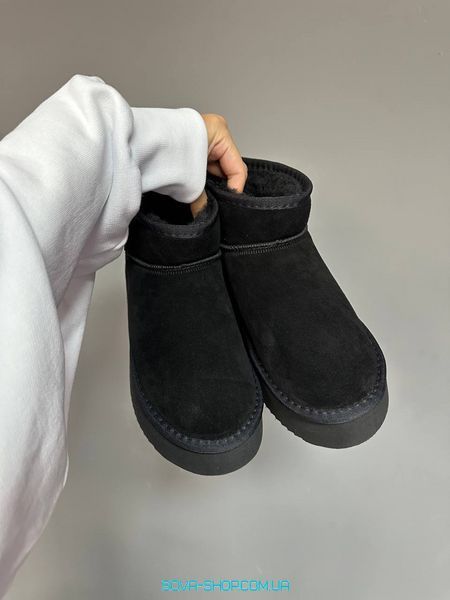 Женские зимние ботинки UGG ULTRA MINI PLATFORM BLACK SUEDE фото