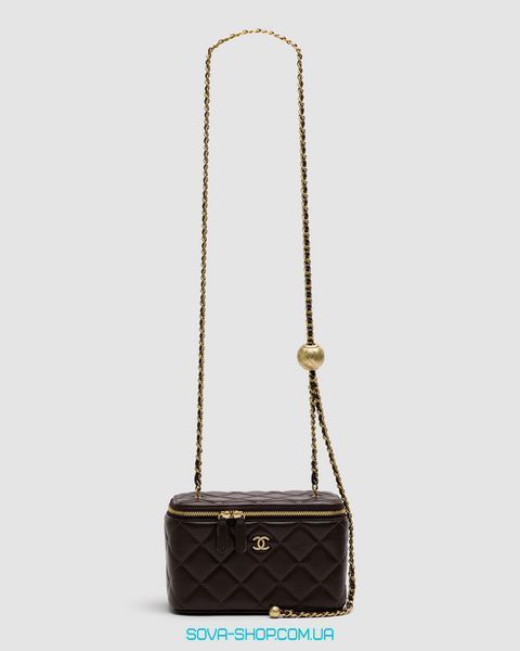 Жіноча сумка Chanel Classic Brown Lambskin Pearl Crush Vanity Bag Premium фото